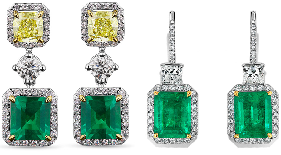 Beautiful earrings with emerald