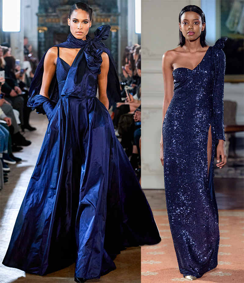 Floor-length dresses in blue, fashion trend 2024