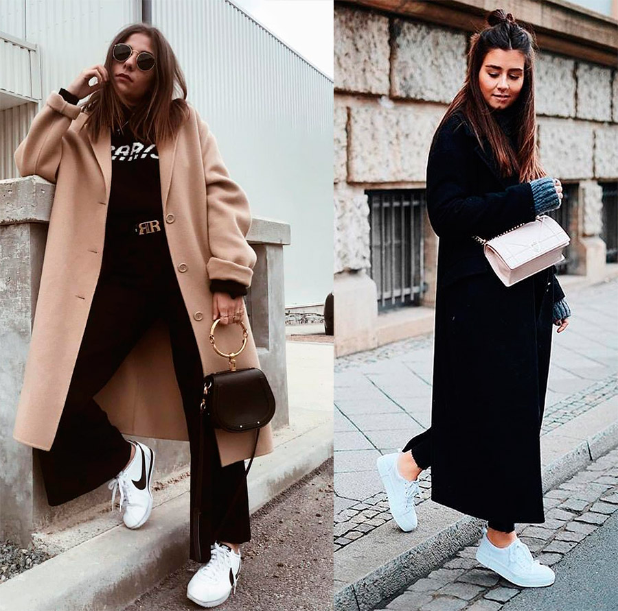 White Trainers and Coats looks