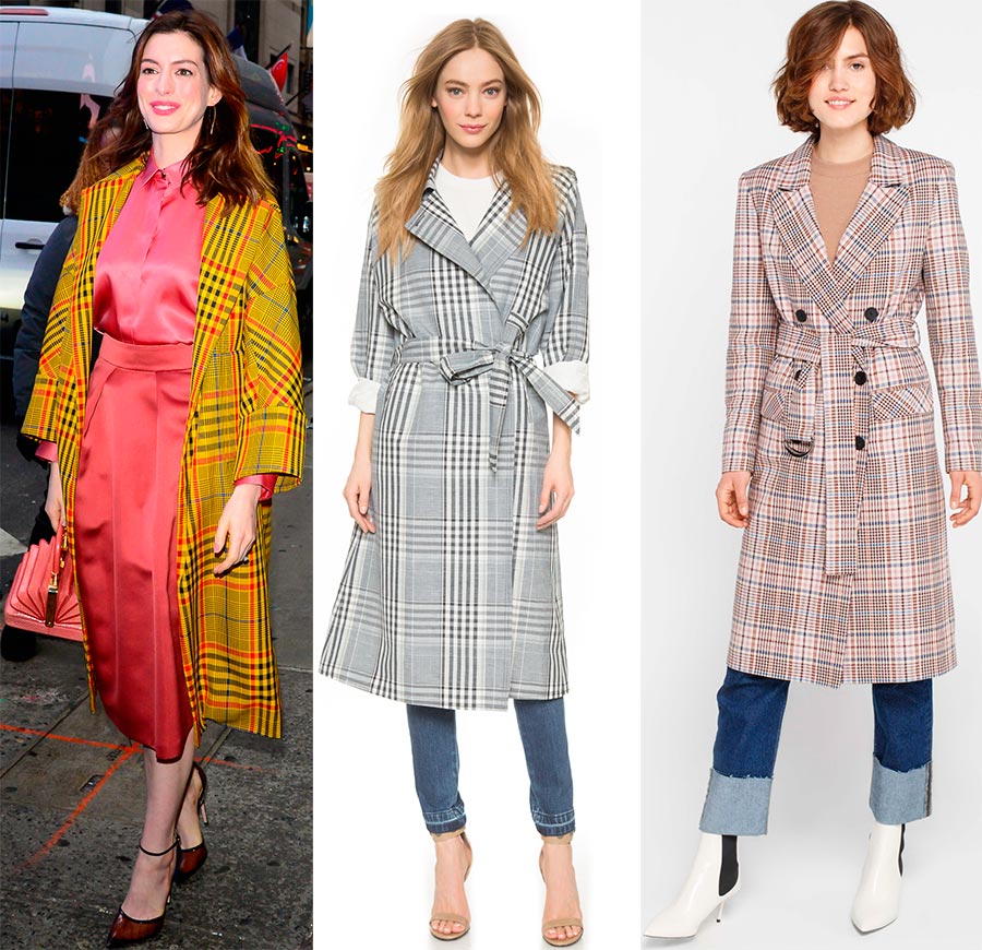 Checkered trench coat