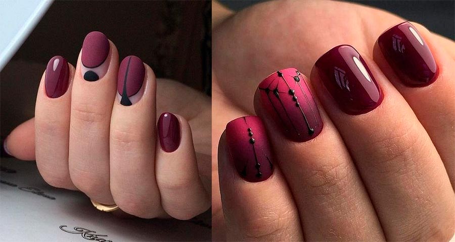 Matte manicure with a pattern