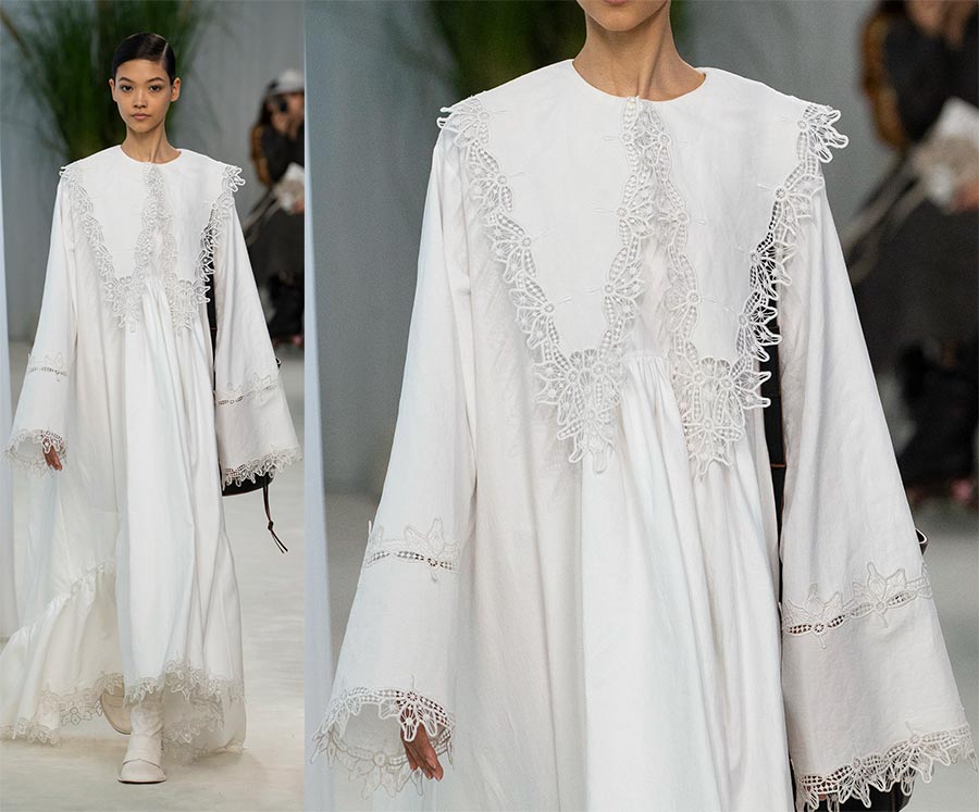 White dress with embroidery