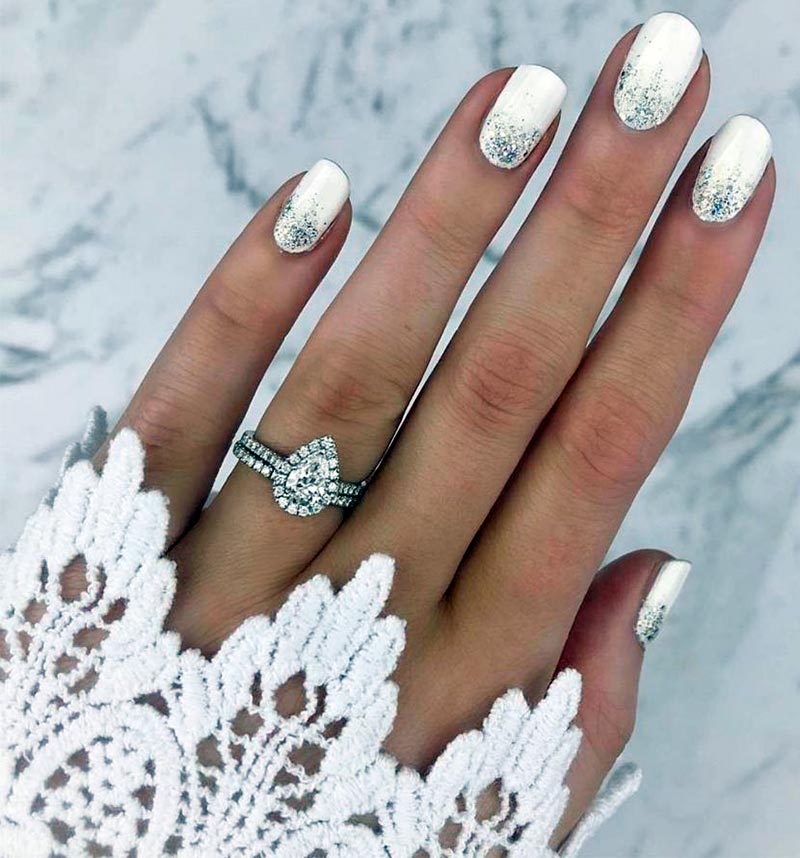 Pure white bride manicure