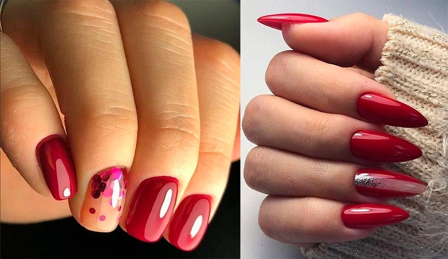 Shades of red in manicure