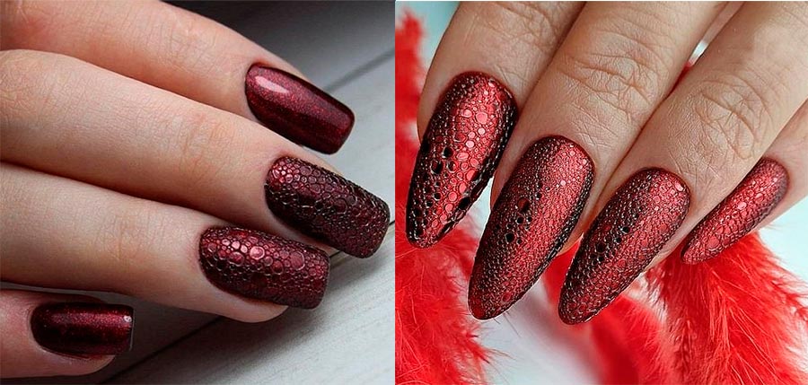 Foamy red manicure