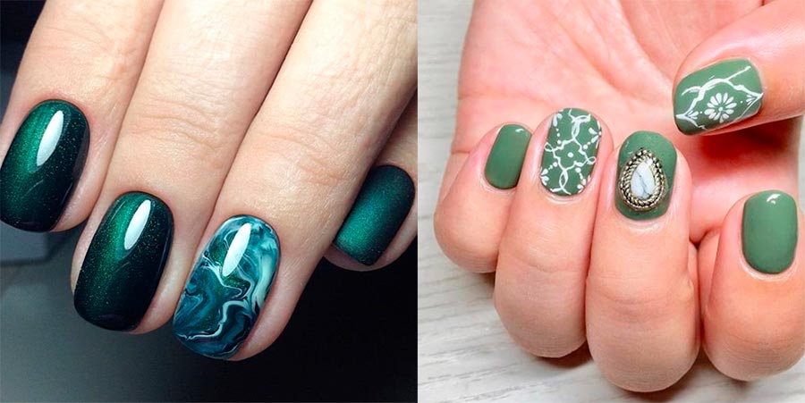 Green shades of manicure