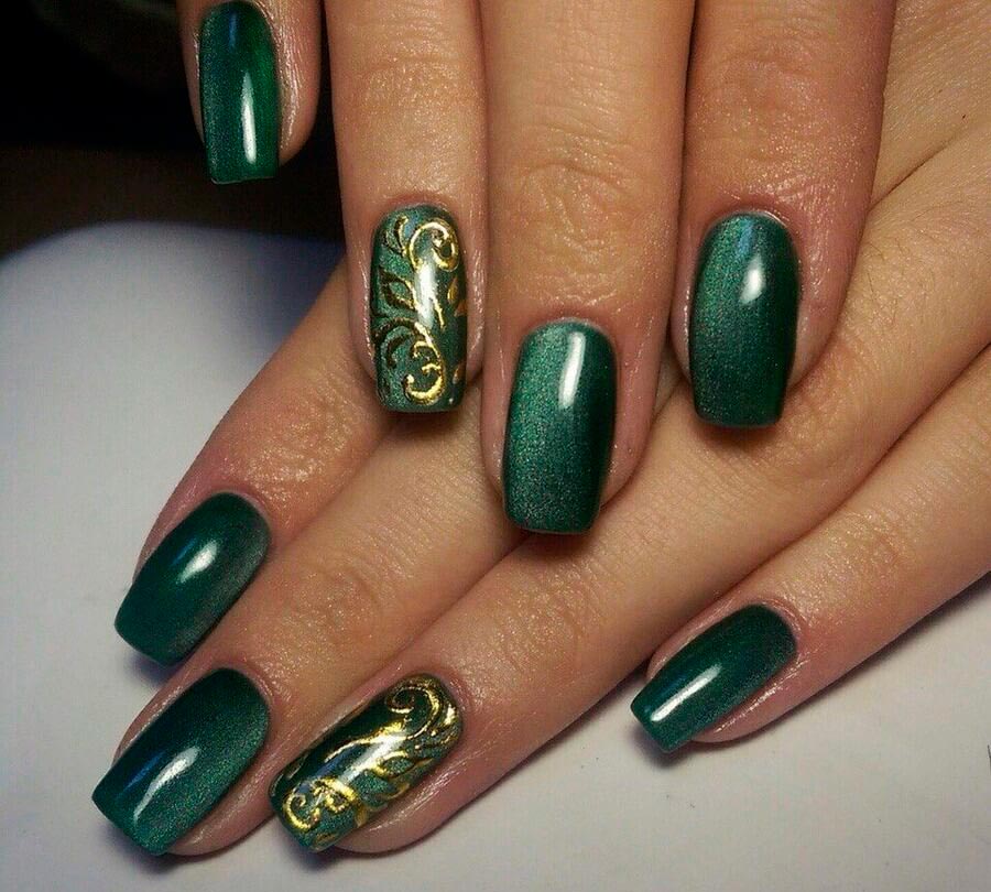 Green shades of manicure