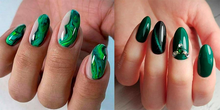 Green shades of manicure