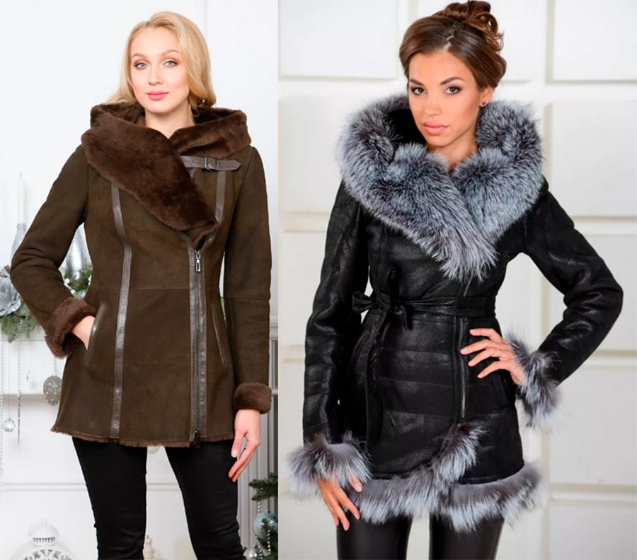 Sheepskin coats with bulky fur