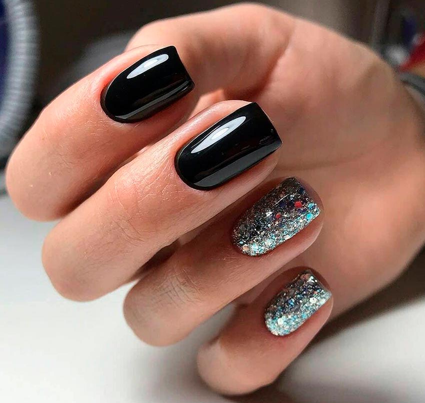 Glitter and glitter manicure