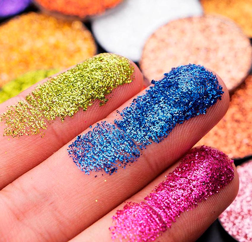 Glitter in makeup