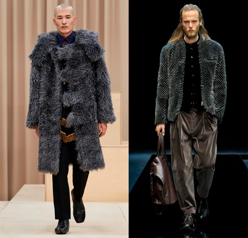 Fashionable men's fur coats